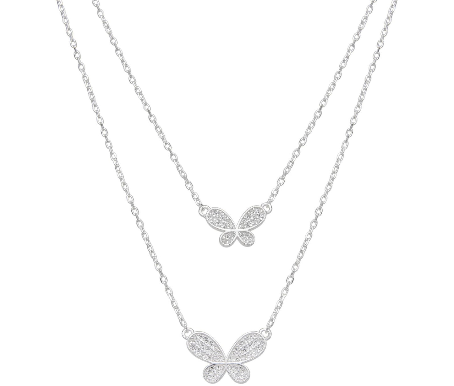 Collar Doble de Mariposa Plata 925 con microcircones