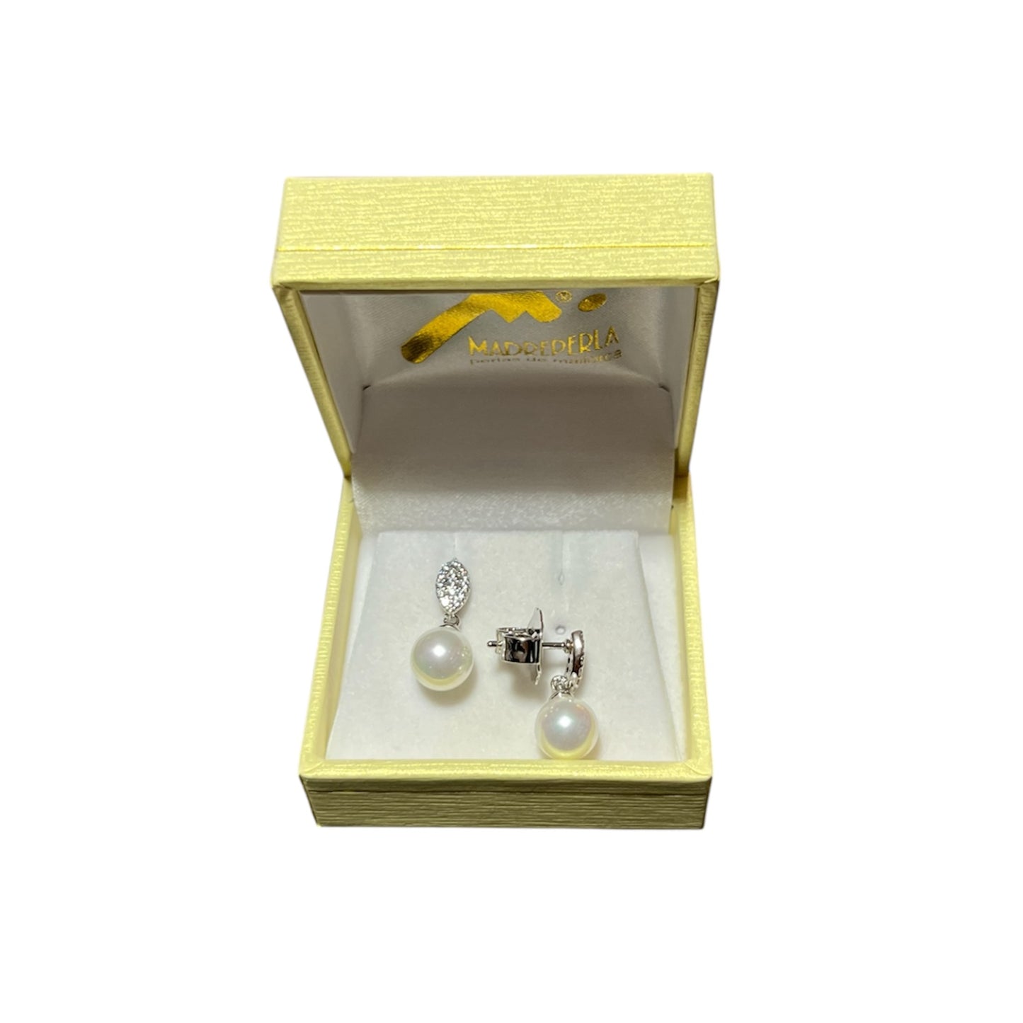 Aros Perlas de Mallorca bañados en Rodio Gota 8mm