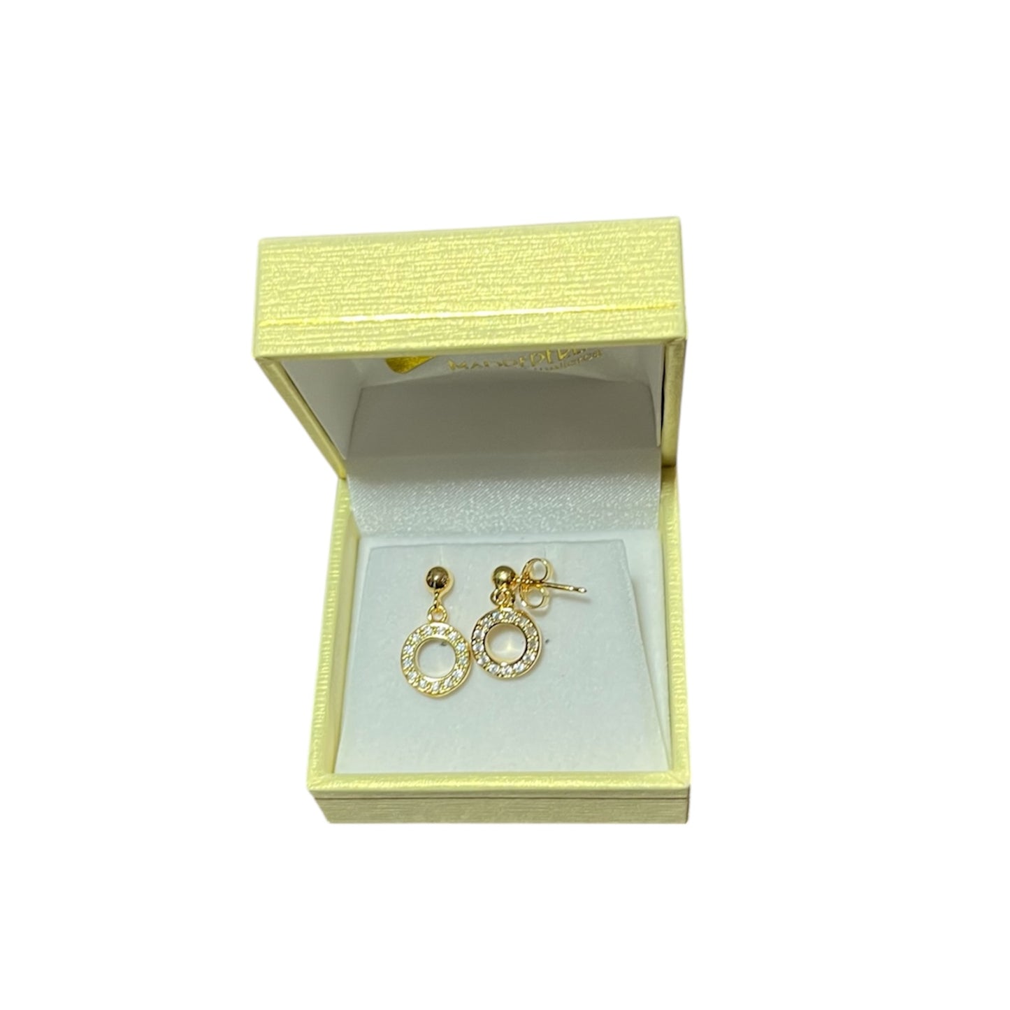 Aros de Mallorca enchapado en oro 18K Issis micro circones Blanco