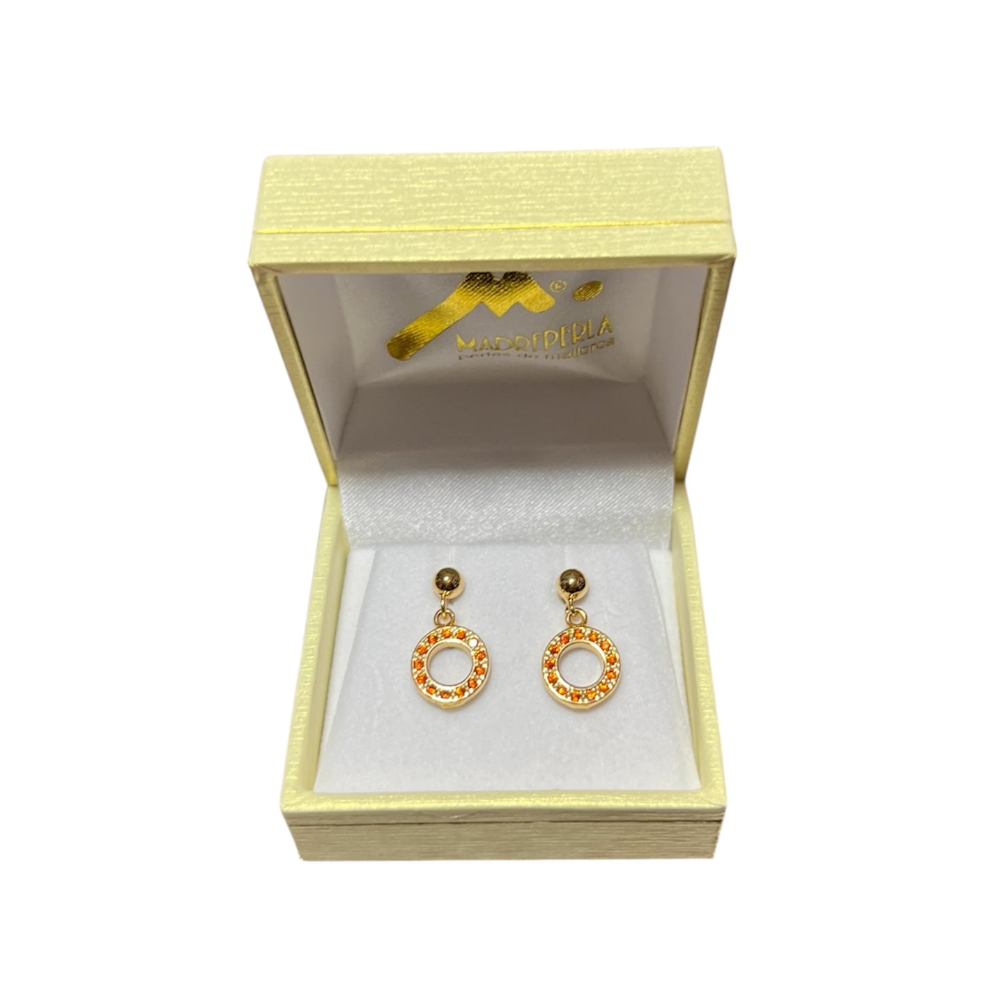 Aros de Mallorca enchapado en oro 18K Issis Circón Rojo