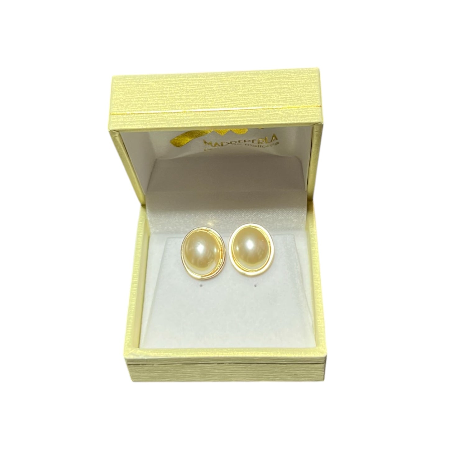 Aros Perlas de Mallorca bañados en oro 18K Ovalado con Clip