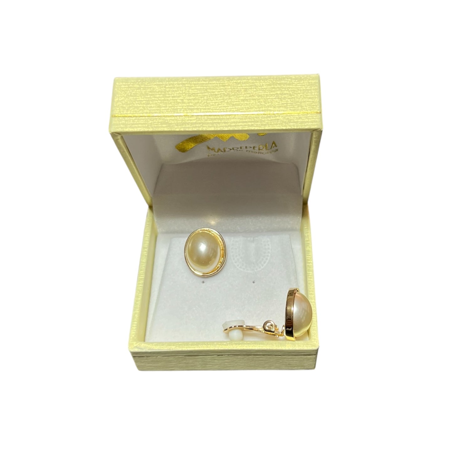Aros Perlas de Mallorca bañados en oro 18K Ovalado con Clip