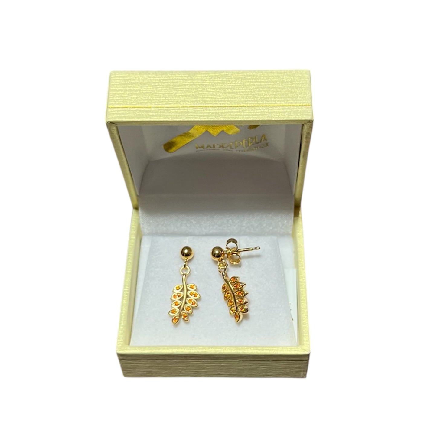Aros de Mallorca enchapado en oro 18K Hojas micro circones Rojo