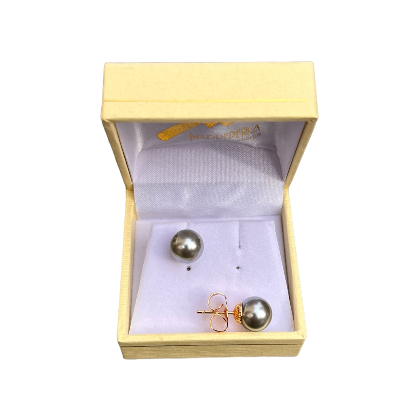 Set de Collar de Perlas Gris mas Aros pegados Gris N°9, joyería Mare Rosato