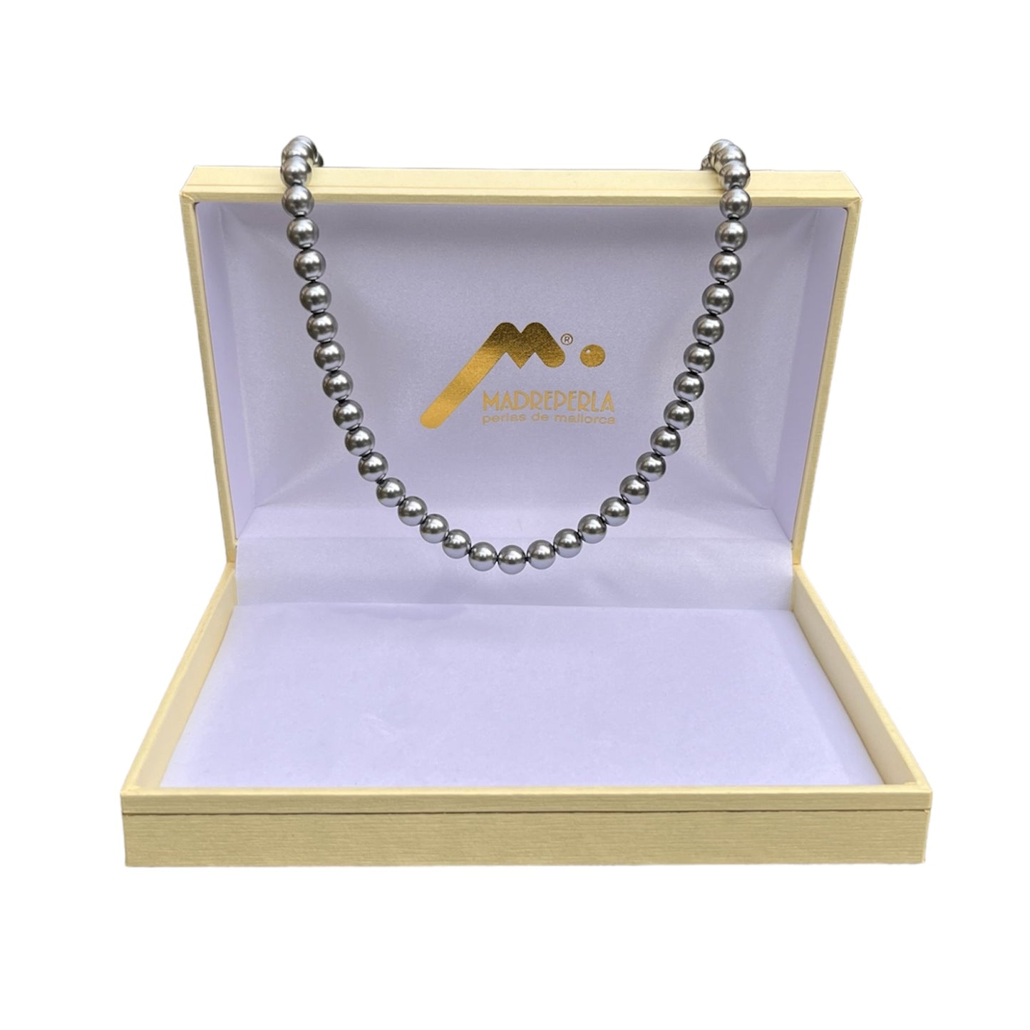 Set de Collar de Perlas Gris mas Pulsera Gris