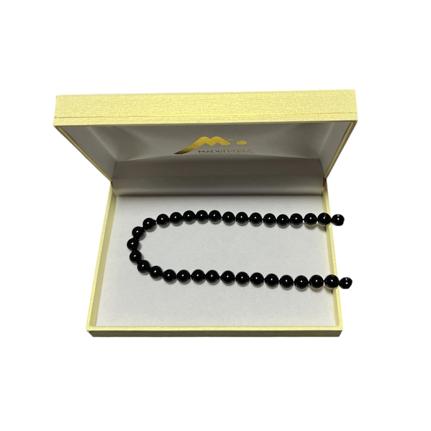 Collar de Perlas Negras 50cm Rodio 9mm