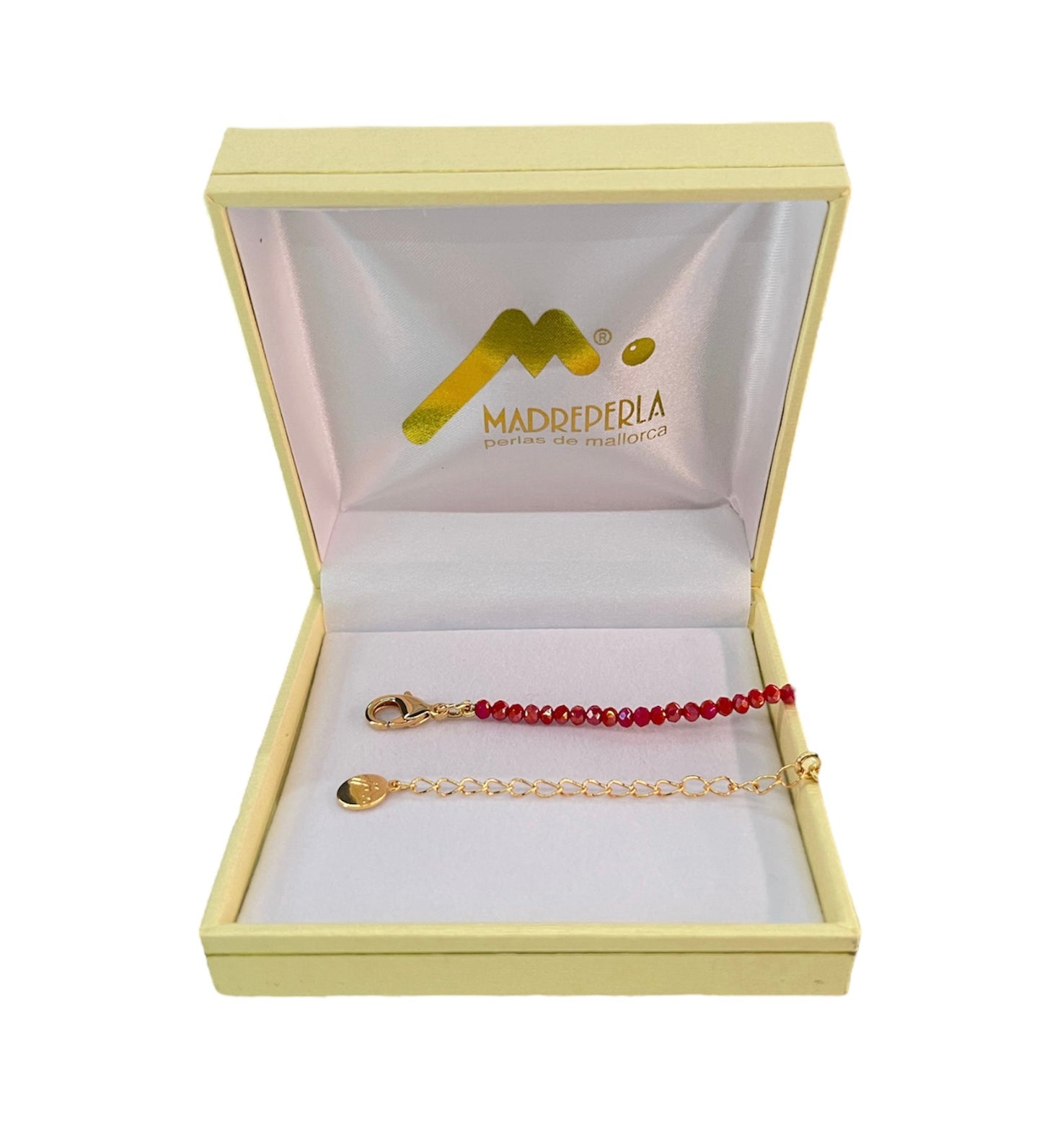 Set de Collar de Perlas con cristales Rubí mas Collar Corazon Swarovski Rubi