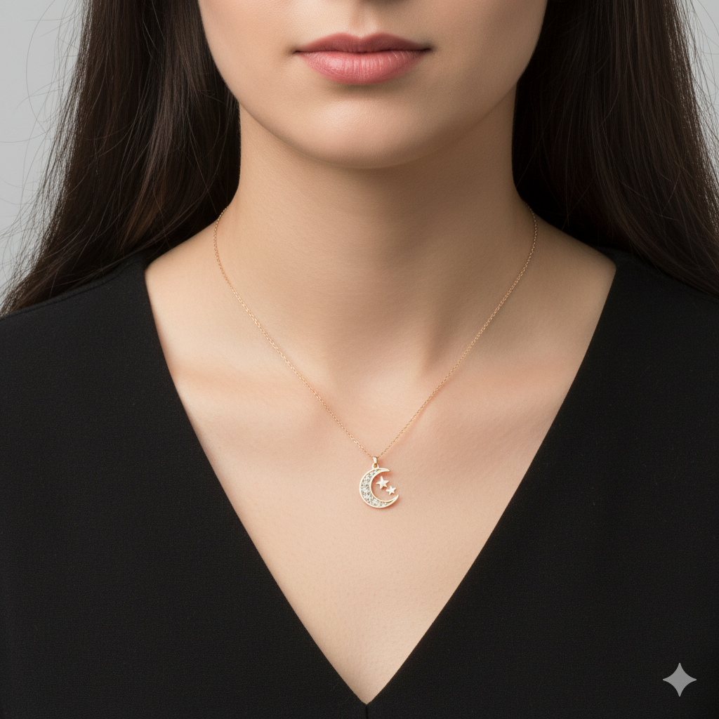 Collar Luna y Estrellas con Brillo ✨