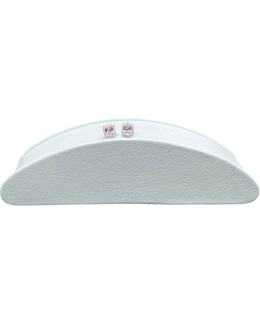 Aros Plata 925 Cuadrados circón Amatista