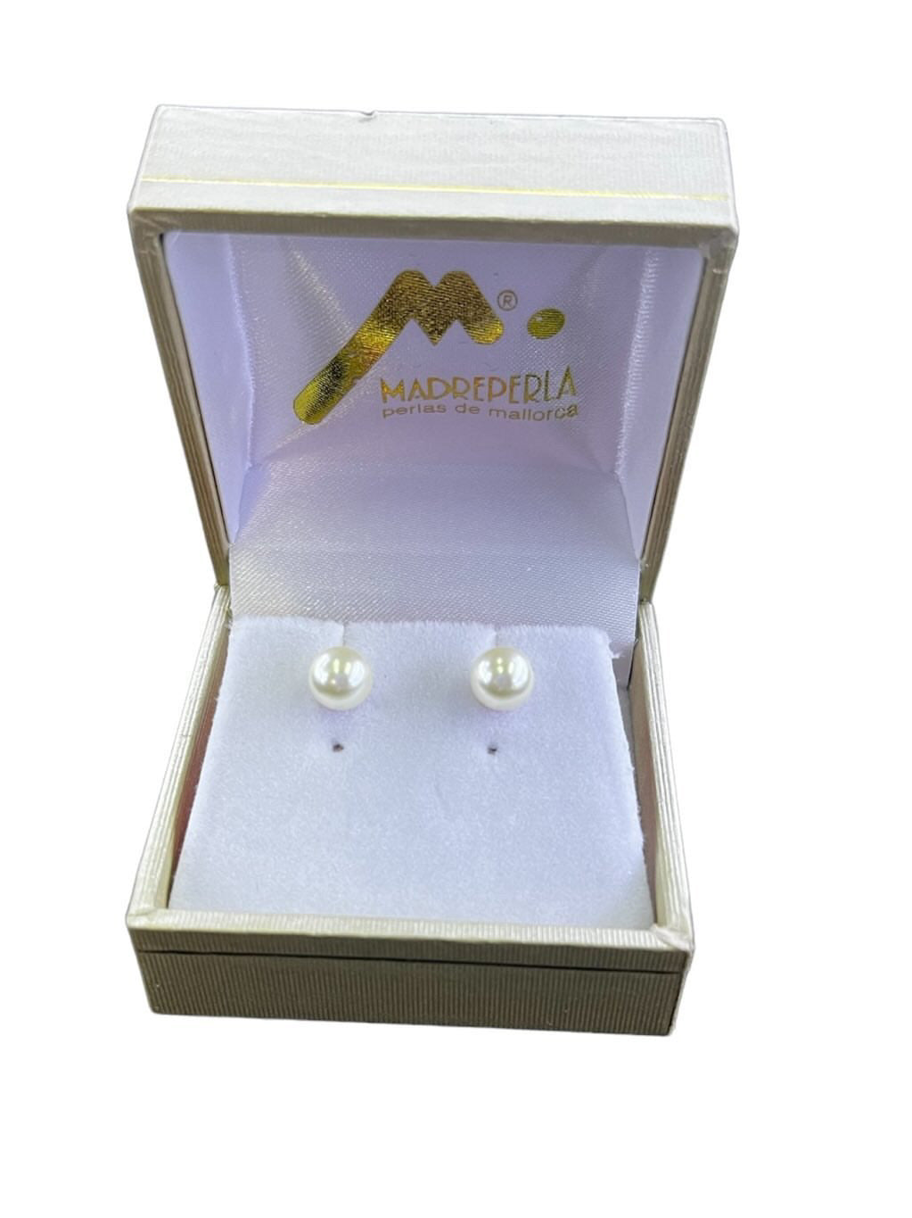 Aros Perlas de Mallorca Bañados en Oro de 18K Pegados