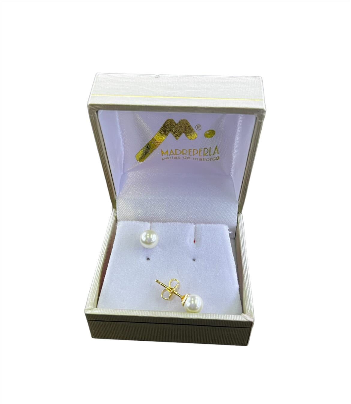 Aros Perlas de Mallorca Bañados en Oro de 18K Pegados