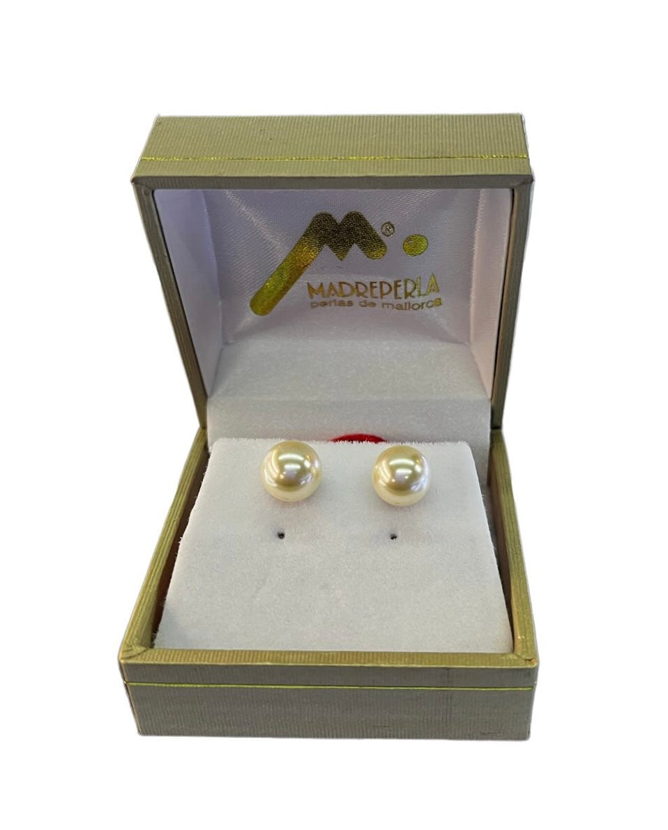 Set de Pulsera de Perlas mas Aros de Mallorca enchapado en Oro,
