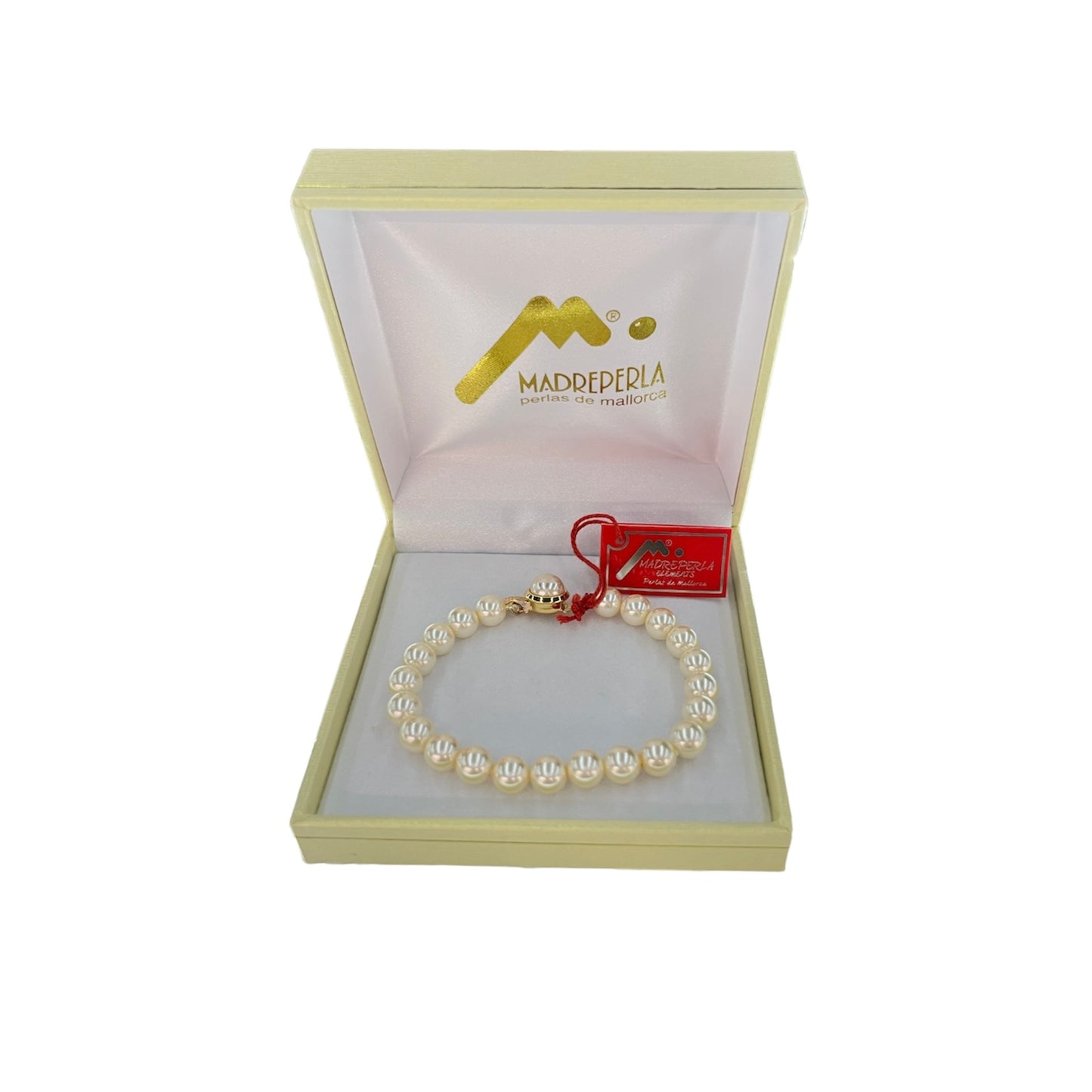Pulsera de Perlas Broche a Presión 17cm enchapado en oro de 18K