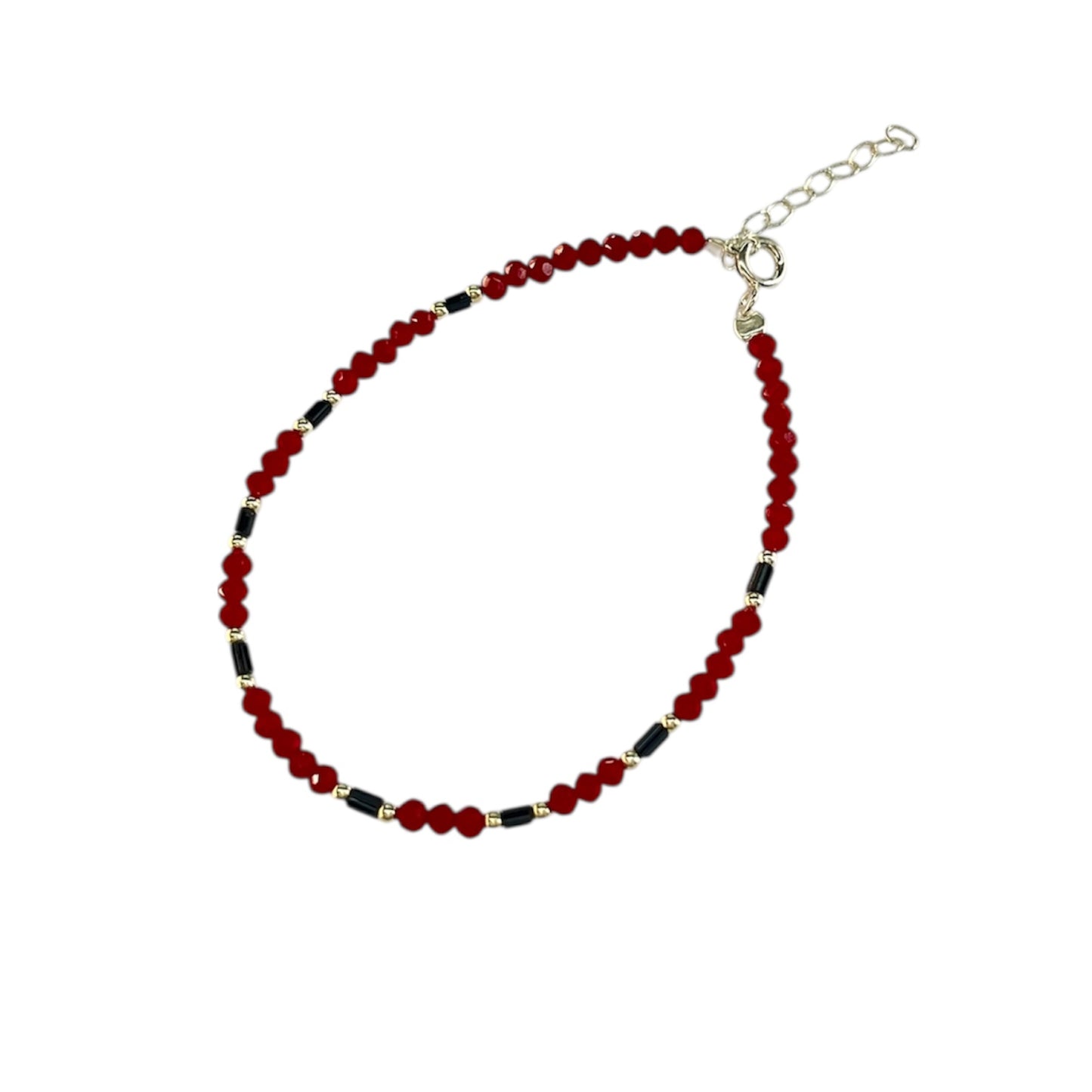 Pulsera Plata 925 con Cristales color rubi y onix