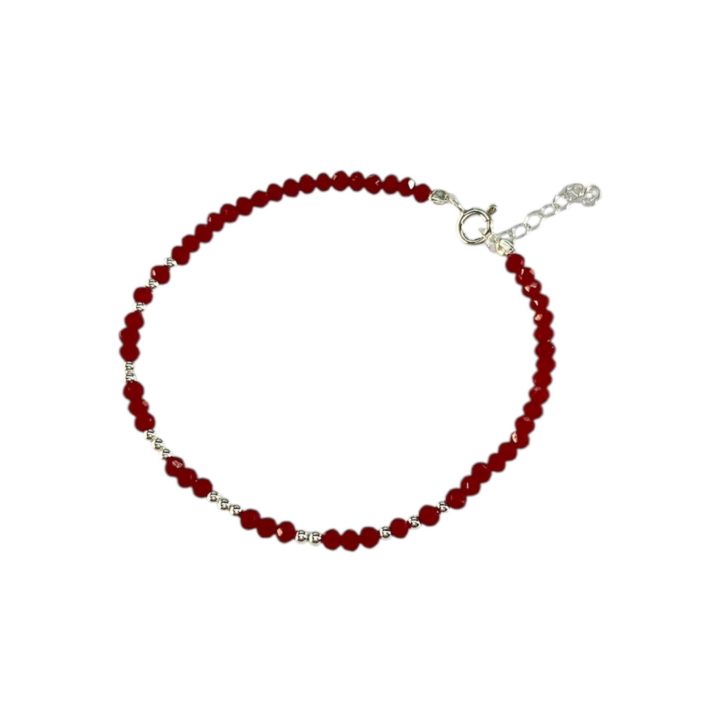Pulsera Plata 925 con Cristales color rubí