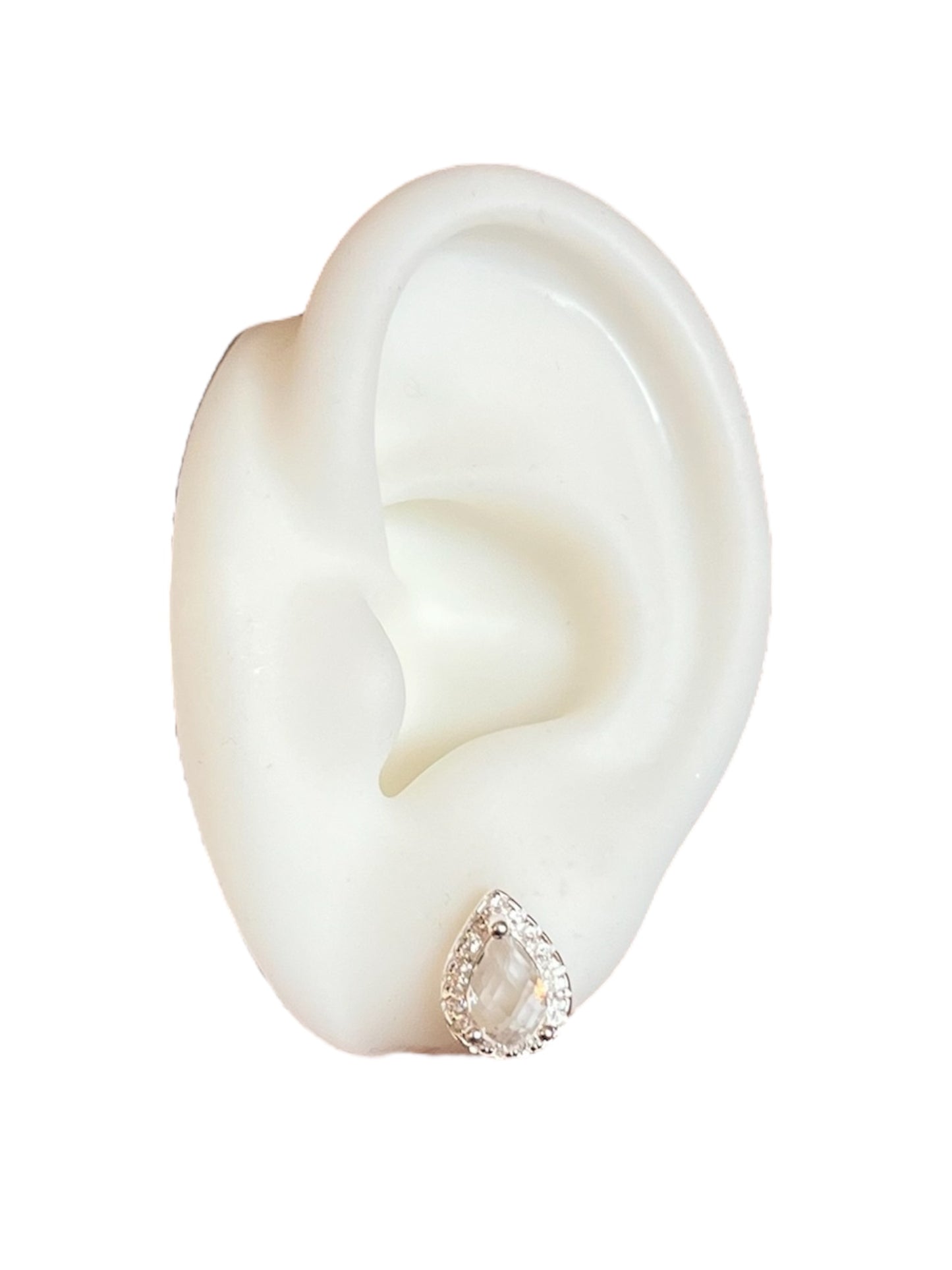 Aros Gotas Plata 925 con circón Blanco