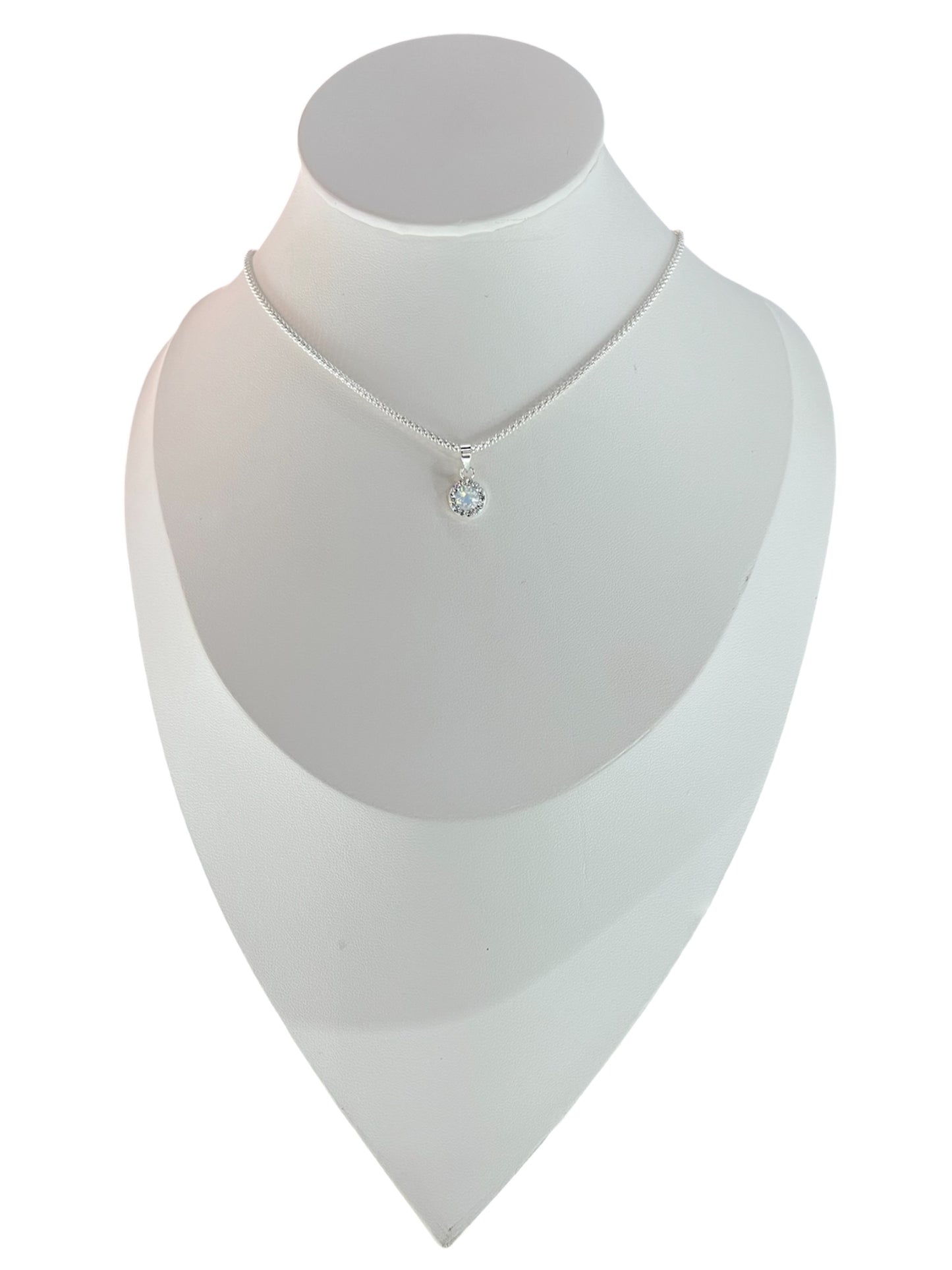 Collar Plata 925 Punto de Luz (Piedra Luna) con micro circones