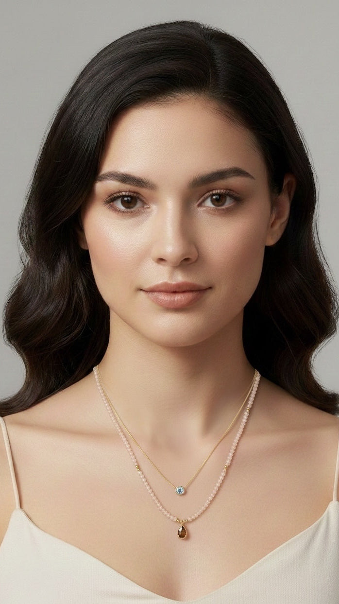 Set Collar Ojo de Tigre & Punto de Luz - Bañado en Oro 18K