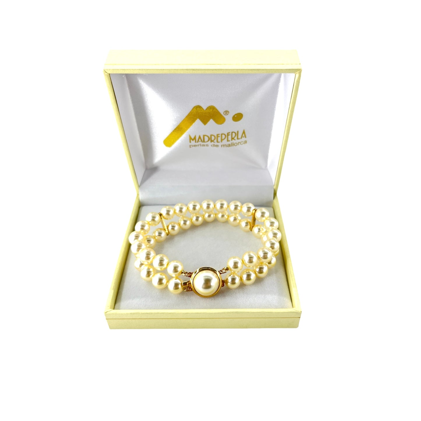 Set de Collar de Perlas Doble mas Pulsera Doble