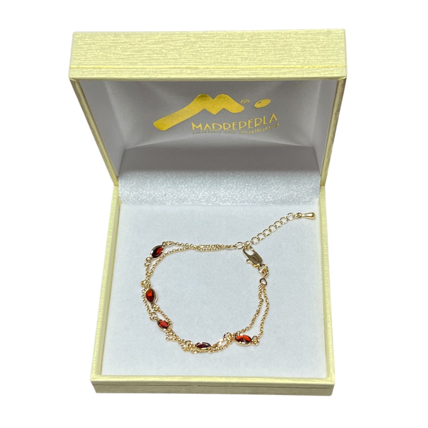 Pulseras Dobles Swarovski 15cm Rubi