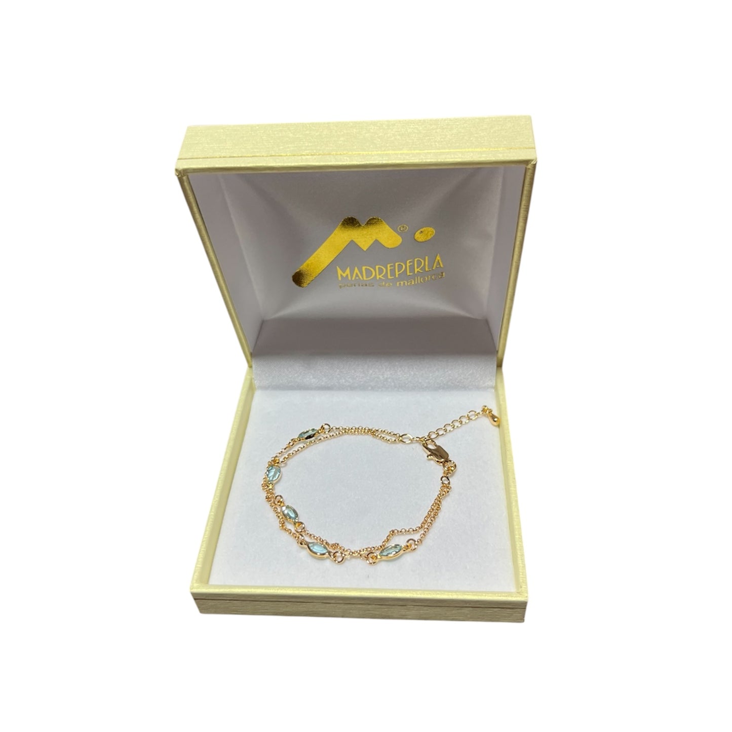 Pulseras doble Swarovski 15cm Turquesa