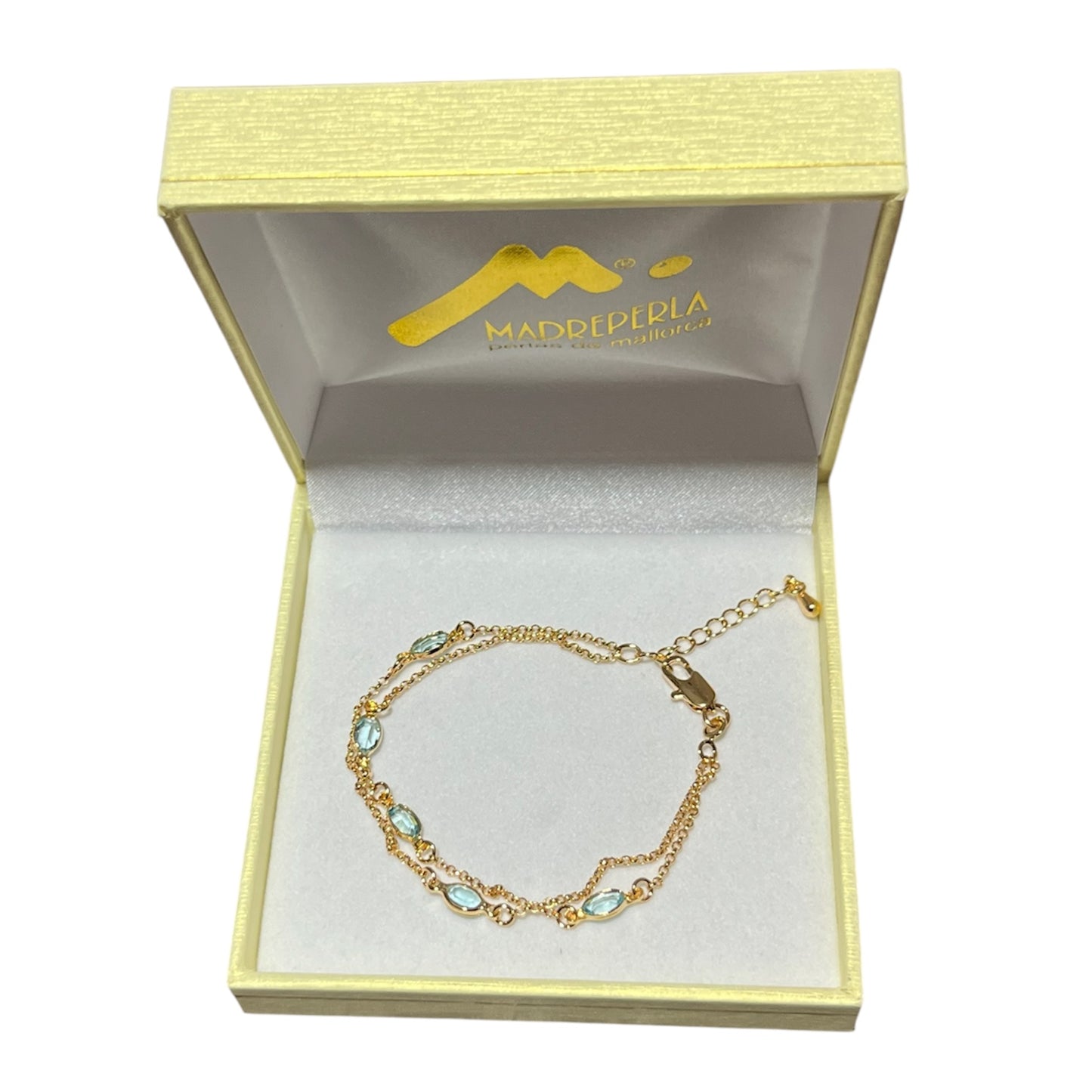 Pulseras doble Swarovski 15cm Turquesa