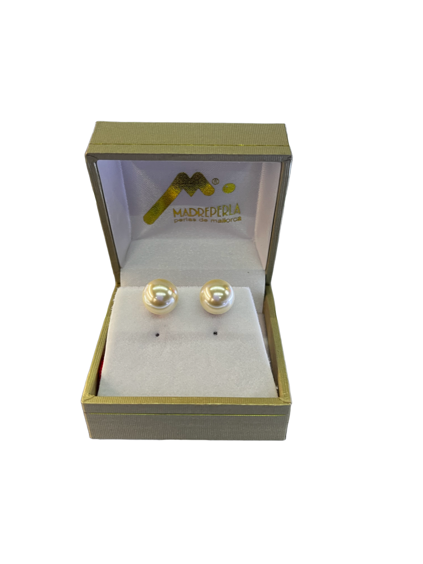 Aros Perlas de Mallorca Bañados en Oro de 18K Pegados