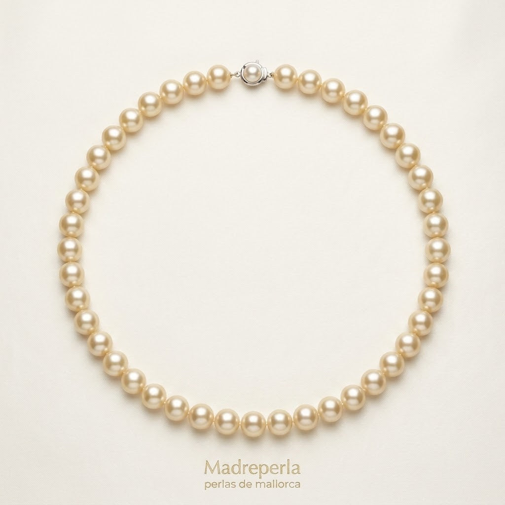 Collar Clásico Perlas 8mm 50cm de Mallorca | Enchapado en oro 18K | Empaque Premium