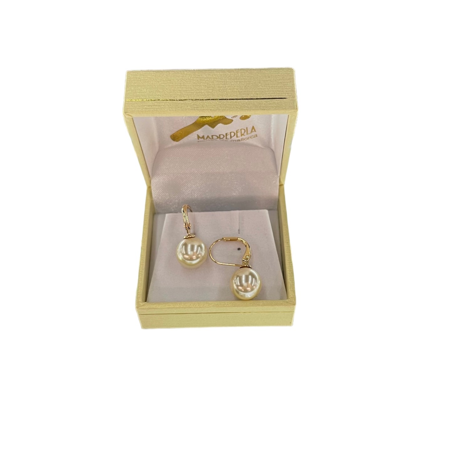 Argollas Perlas 10mm de Mallorca enchapado en Oro de 18K