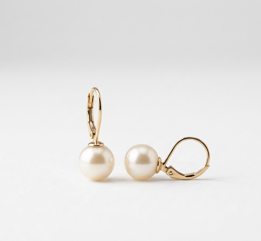 Argollas Perlas 10mm de Mallorca enchapado en Oro de 18K, joyería Mare Rosato