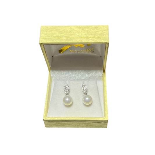 Aros Perlas de Mallorca bañados en Rodio Gota 8mm