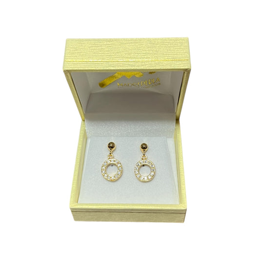 Aros de Mallorca enchapado en oro 18K Issis micro circones Blanco