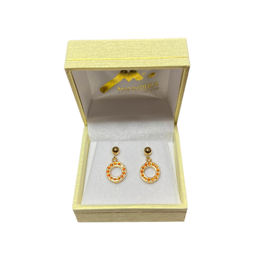 Aros de Mallorca enchapado en oro 18K Issis Circón Rojo