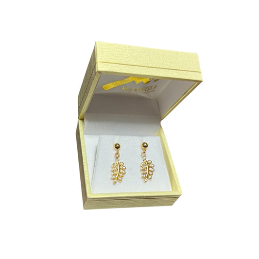 Aros de Mallorca enchapado en oro 18K Hojas micro circones Blanco