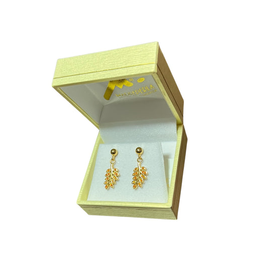 Aros de Mallorca enchapado en oro 18K Hojas micro circones Rojo