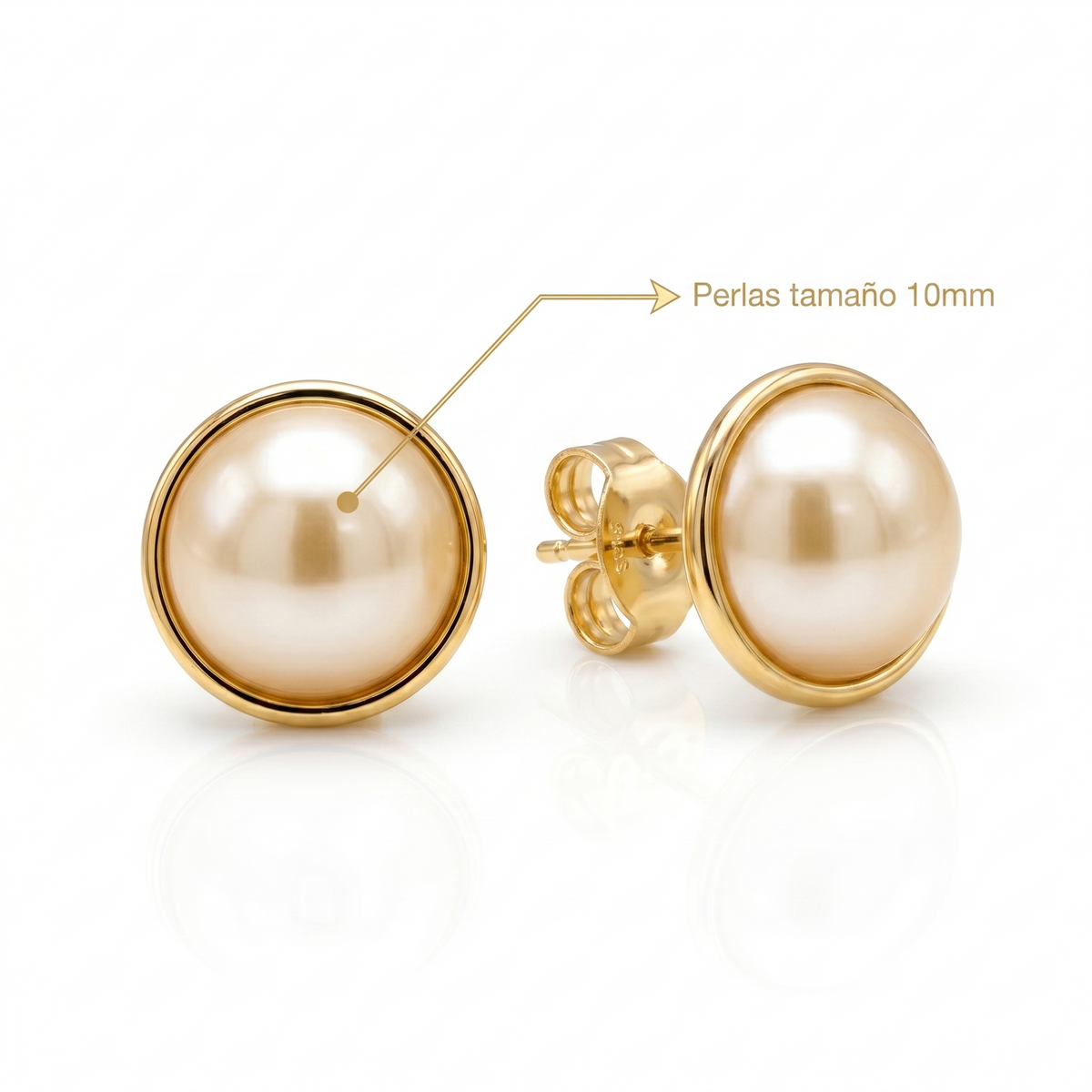 Aros Perlas de Mallorca enchapado en Oro de 18K Media Perlas 10MM, joyería Mare Rosato