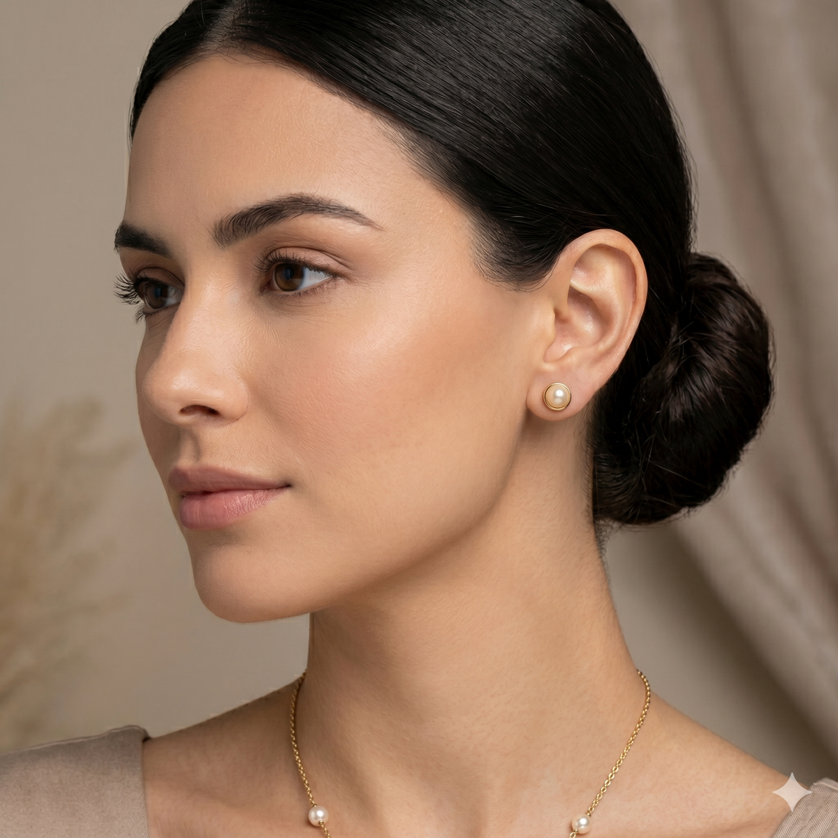 Aros Perlas de Mallorca enchapado en Oro de 18K Media Perlas 8MM, joyería Mare Rosato