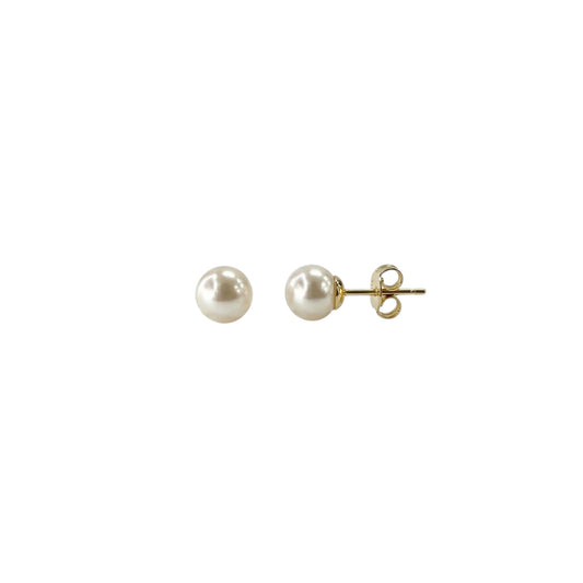 Aros Pegados Perlas de Mallorca 6mm enchapado en Oro de 18K