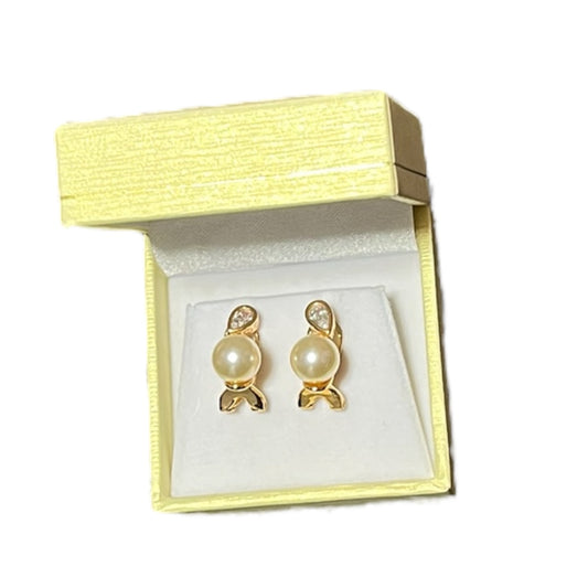 Aros Perlas de Mallorca enchapado en oro 18K Broche Omega Circón Gota 8mm
