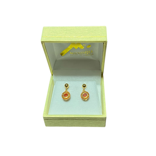 Aros de Mallorca enchapado en oro 18K Vaioleth Circón Rojo