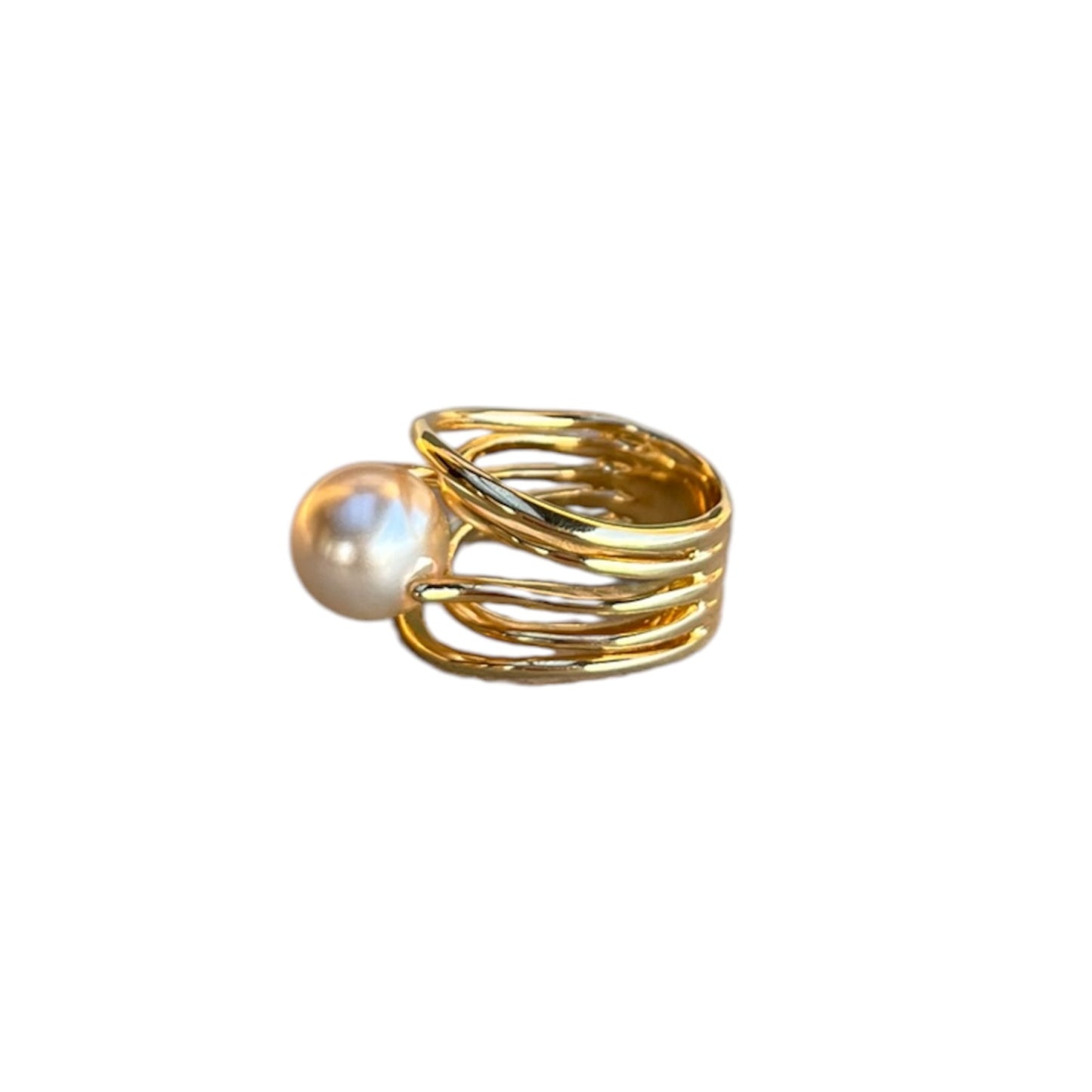 Anillo Perlas de Mallorca 10mm - Bañado en Oro