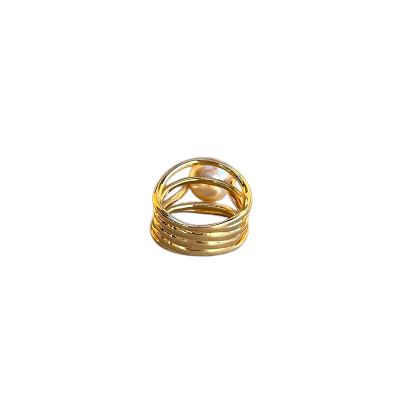 Anillo Perlas de Mallorca 10mm - Bañado en Oro