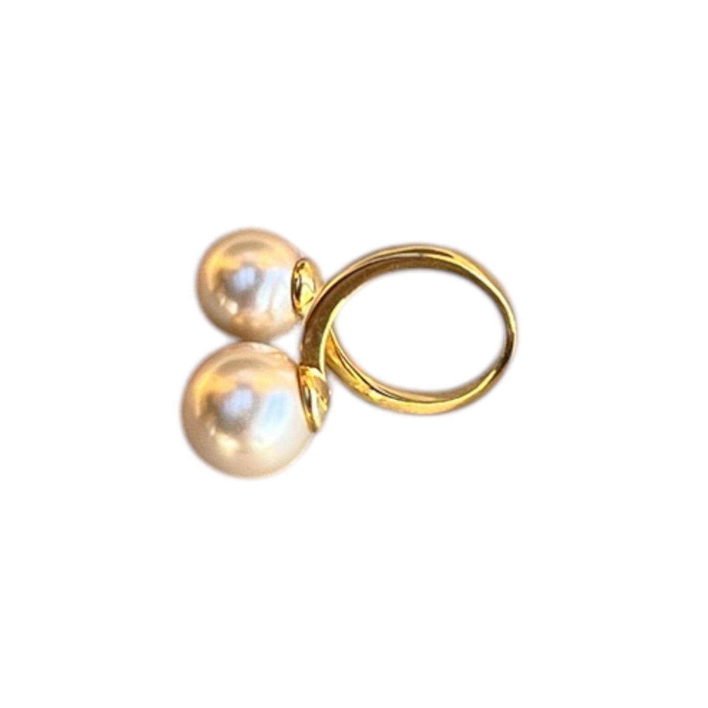 Anillo Perlas de Mallorca Doble 10mm y 12mm - Bañado en Oro 18K