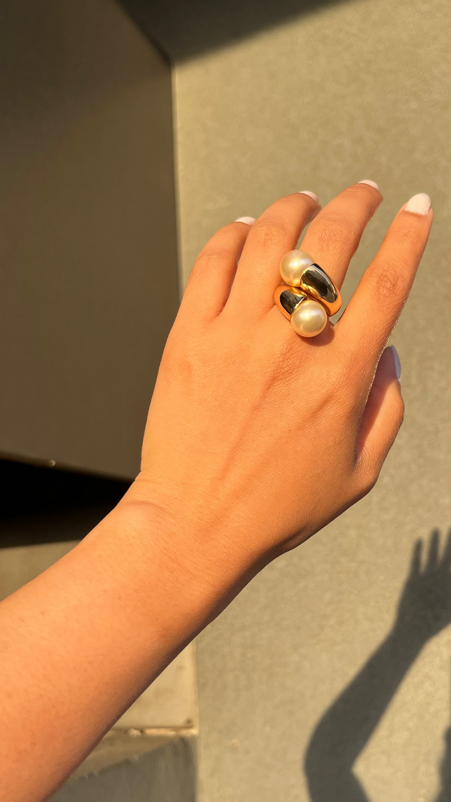 Anillo Perlas de Mallorca Doble 10mm - Bañado en Oro 18K