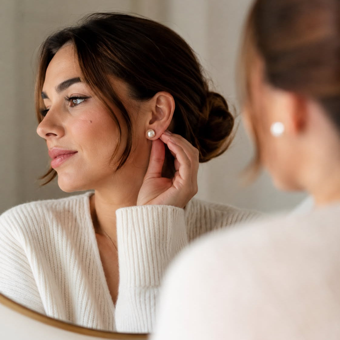 Aros Clásicos Perlas 10mm de Mallorca | Enchapado en oro 18K | Empaque Premium