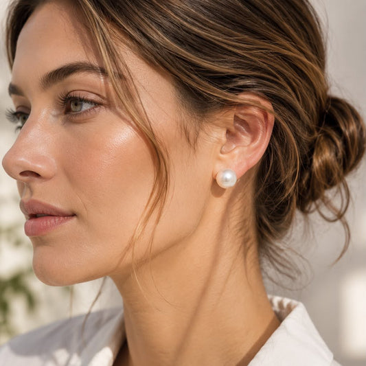 Aros Clásicos Perlas 12mm de Mallorca | Enchapado en oro 18K | Empaque Premium
