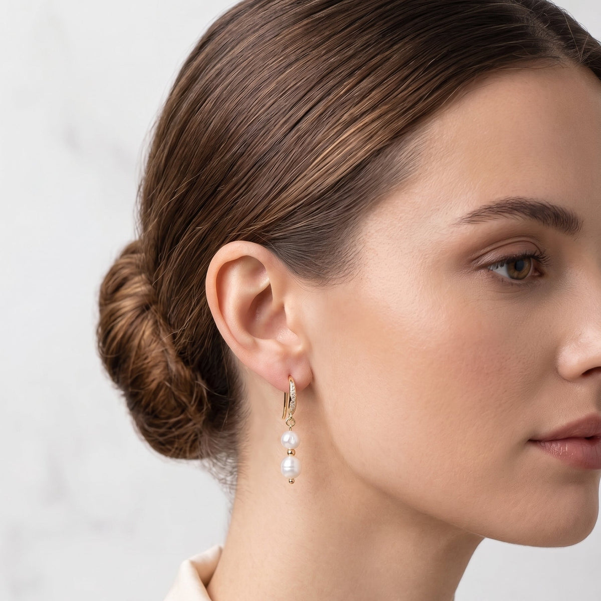Aros Gala | Aros Gancho con 2 Perlas de Río Naturales y Micro Circones