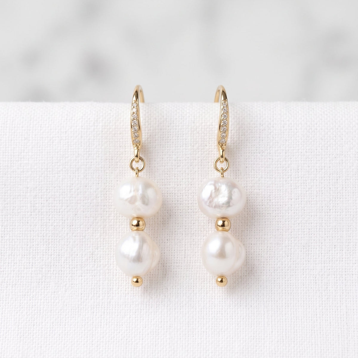 Aros Gala | Aros Gancho con 2 Perlas de Río Naturales y Micro Circones