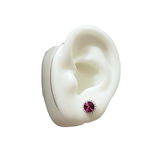 Aros Redondos circón Fucsia