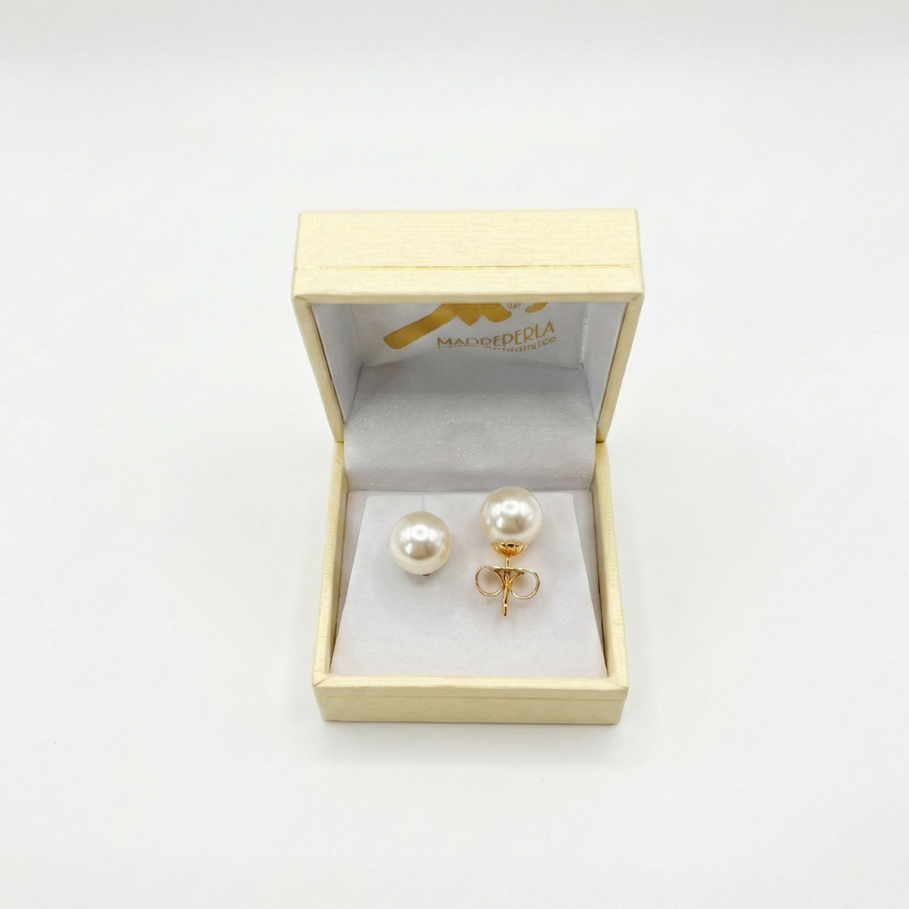 Aros Clásicos Perlas 10mm de Mallorca | Enchapado en oro 18K | Empaque Premium
